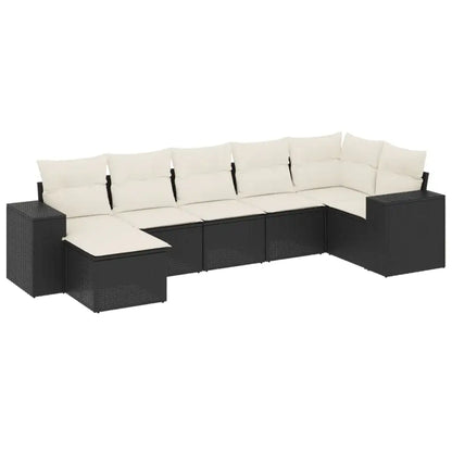 Set Divani da Giardino con Cuscini 7pz Nero Polyrattan - homemem39