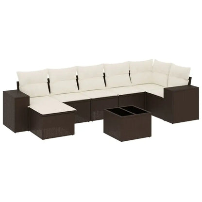 Set Divani da Giardino 8 pz con Cuscini Marrone in Polyrattan - homemem39
