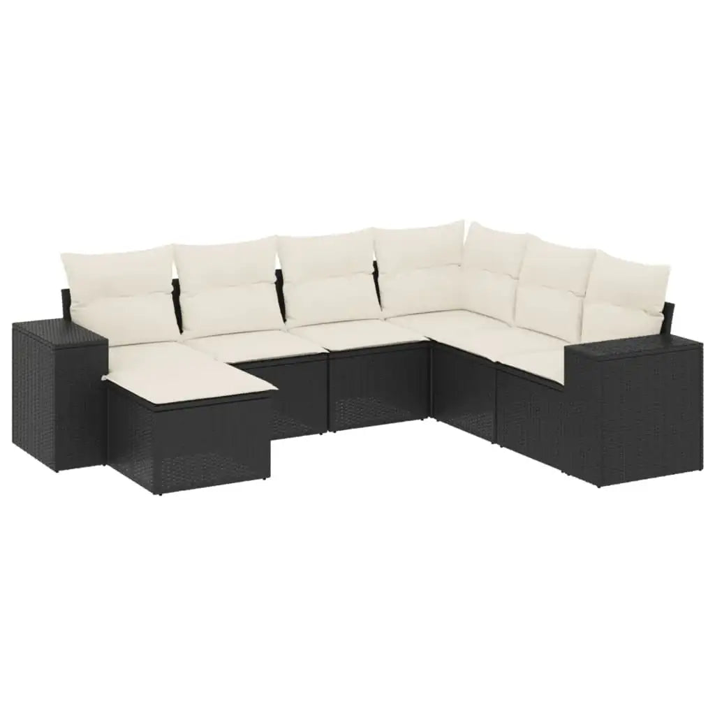 Set Divani da Giardino con Cuscini 7pz Nero Polyrattan - homemem39