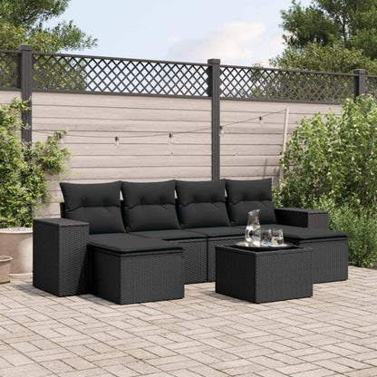 Set Divani da Giardino con Cuscini 7pz Nero Polyrattan - homemem39