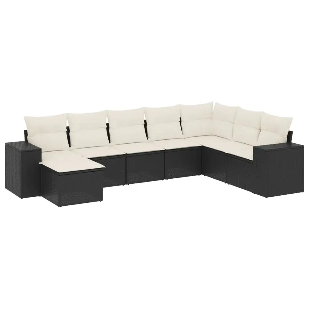 Set Divani da Giardino con Cuscini 8 pz Nero in Polyrattan - homemem39