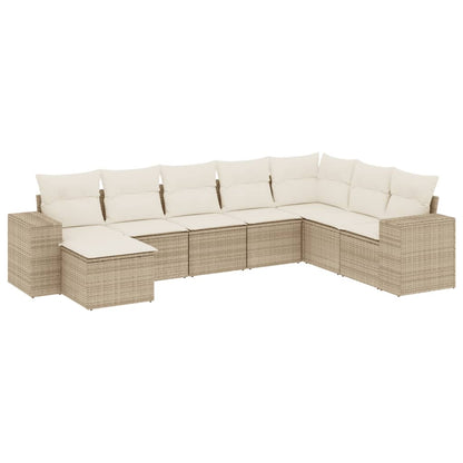 Set Divano da Giardino 8 pz con Cuscini Beige in Polyrattan | homemem39