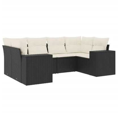 Set Divano da Giardino 6 pz con Cuscini Nero in Polyrattan - homemem39