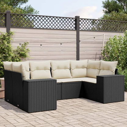 Set Divano da Giardino 6 pz con Cuscini Nero in Polyrattan - homemem39