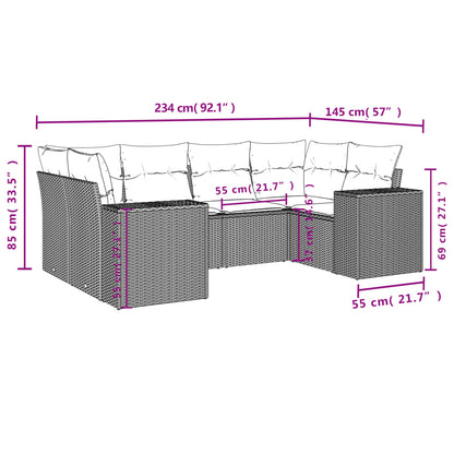 Set Divano da Giardino 6 pz con Cuscini Beige in Polyrattan | homemem39