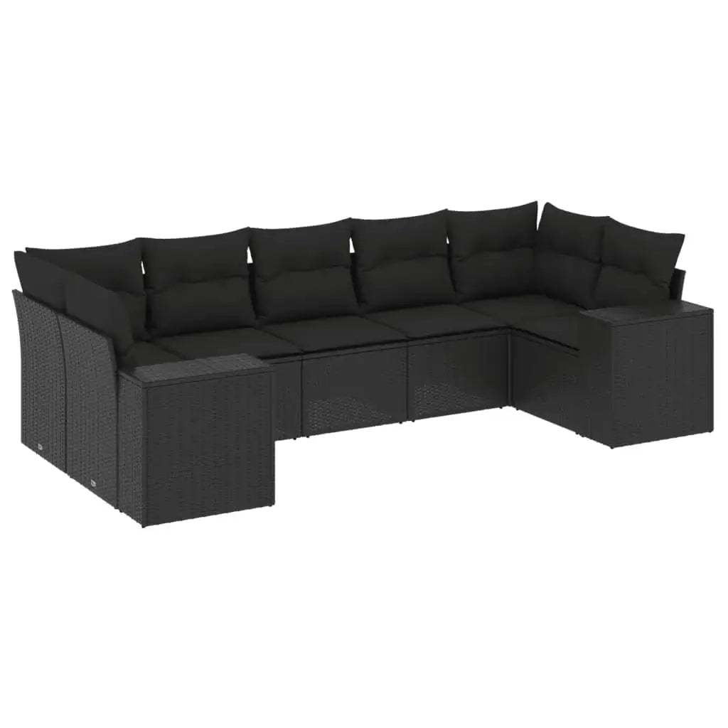 Set Divani da Giardino con Cuscini 7pz Nero Polyrattan - homemem39
