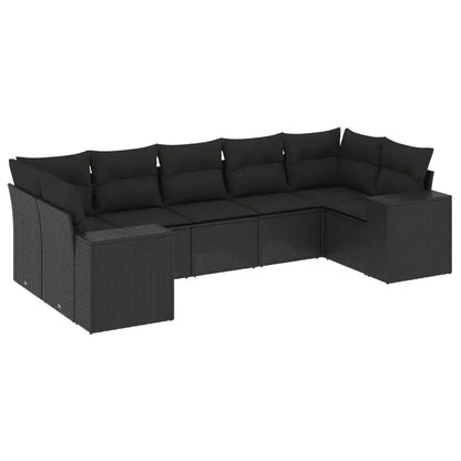 Set Divani da Giardino con Cuscini 7pz Nero Polyrattan - homemem39