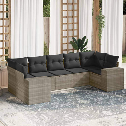Set Divani da Giardino 7pz con Cuscini Grigio Chiaro Polyrattan - homemem39
