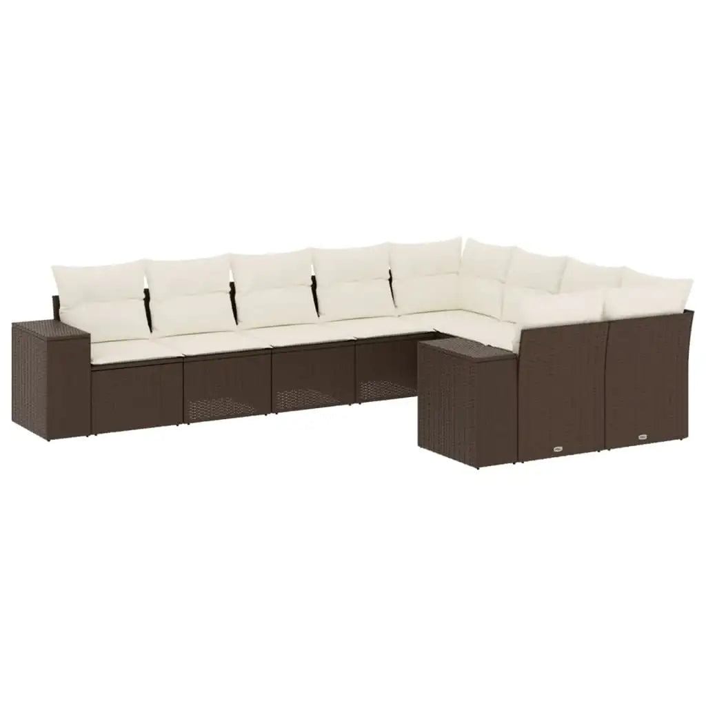 Set Divani da Giardino 9pz con Cuscini Marrone in Polyrattan - homemem39