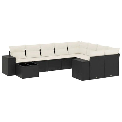 Set Divani da Giardino 10pz con Cuscini in Polyrattan Nero - homemem39