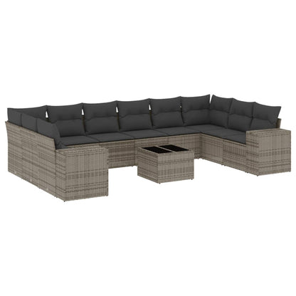 Set Divani da Giardino 11 pz con Cuscini in Polyrattan Grigio | homemem39