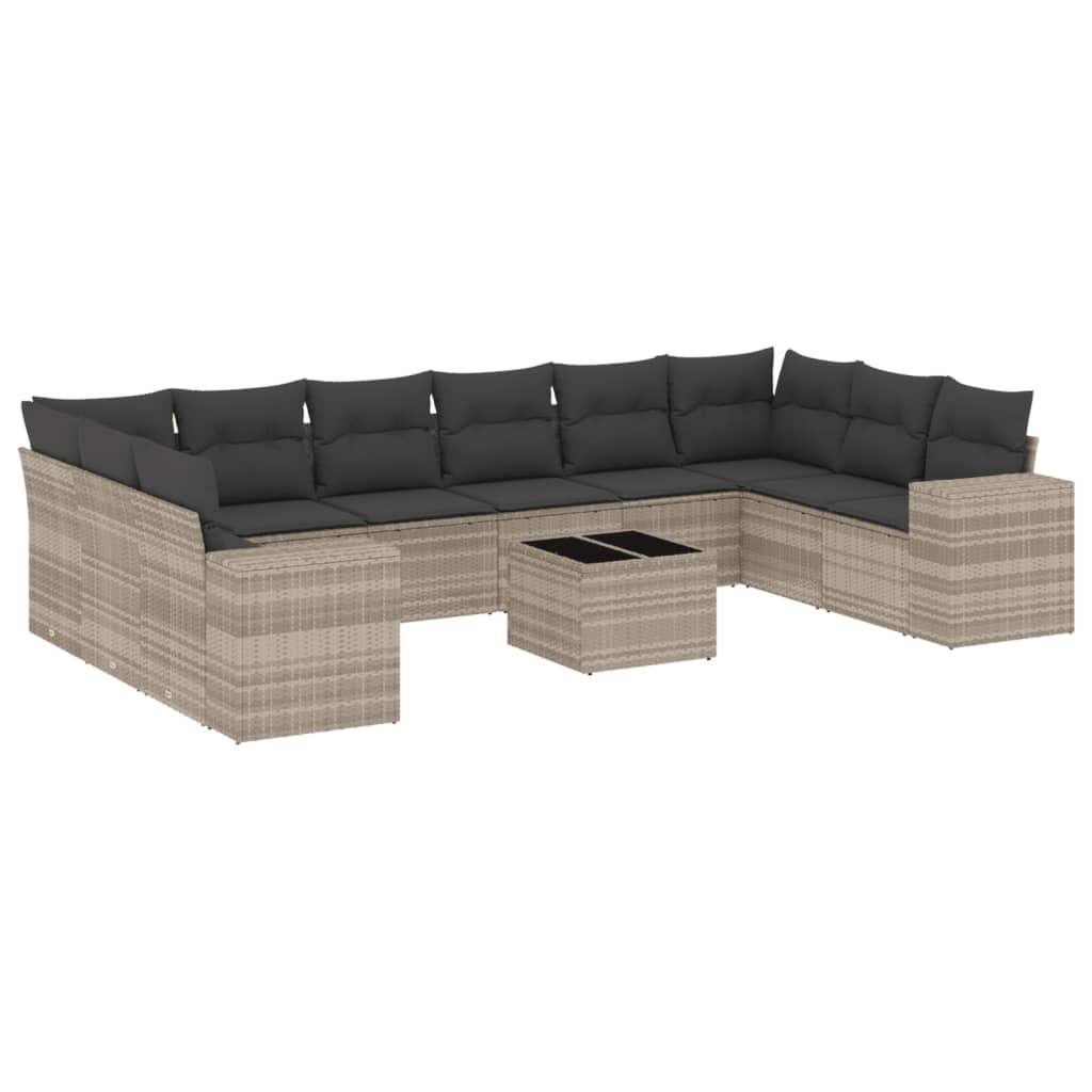 Set Divani da Giardino 11 pz con Cuscini in Polyrattan Grigio - homemem39