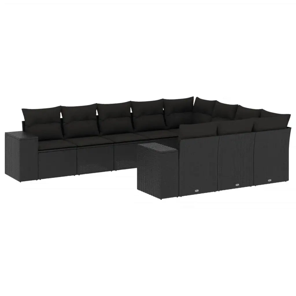 Set Divani da Giardino 10pz con Cuscini in Polyrattan Nero - homemem39