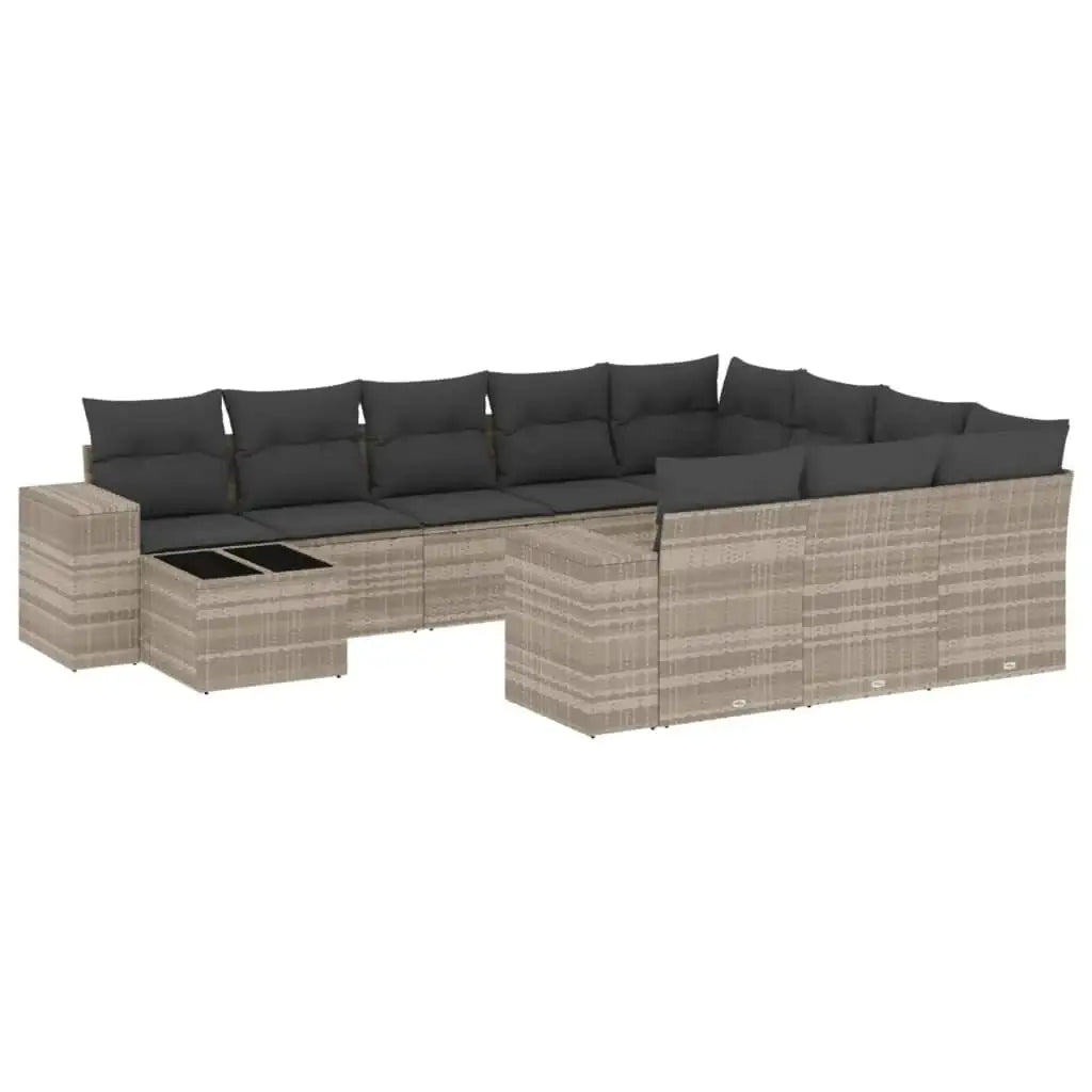 Set Divani da Giardino 11 pz con Cuscini in Polyrattan Grigio - homemem39