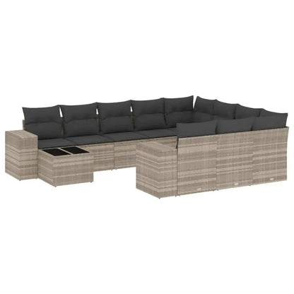 Set Divani da Giardino 11 pz con Cuscini in Polyrattan Grigio - homemem39