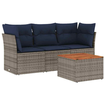 Set Divani da Giardino 4 pz con Cuscini Grigio in Polyrattan - homemem39