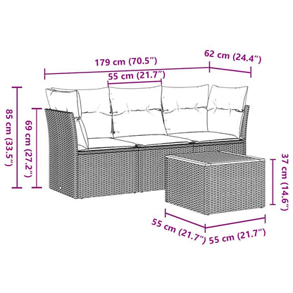 Set Divani da Giardino 4 pz con Cuscini Grigio in Polyrattan - homemem39