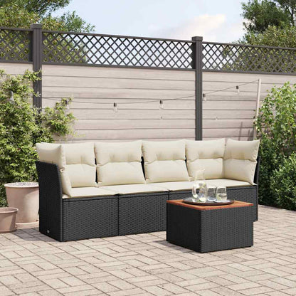 Set Divani da Giardino 5 pz con Cuscini in Polyrattan Nero - homemem39