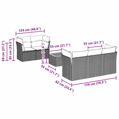 Set Divano da Giardino 6 pz con Cuscini Nero in Polyrattan - homemem39