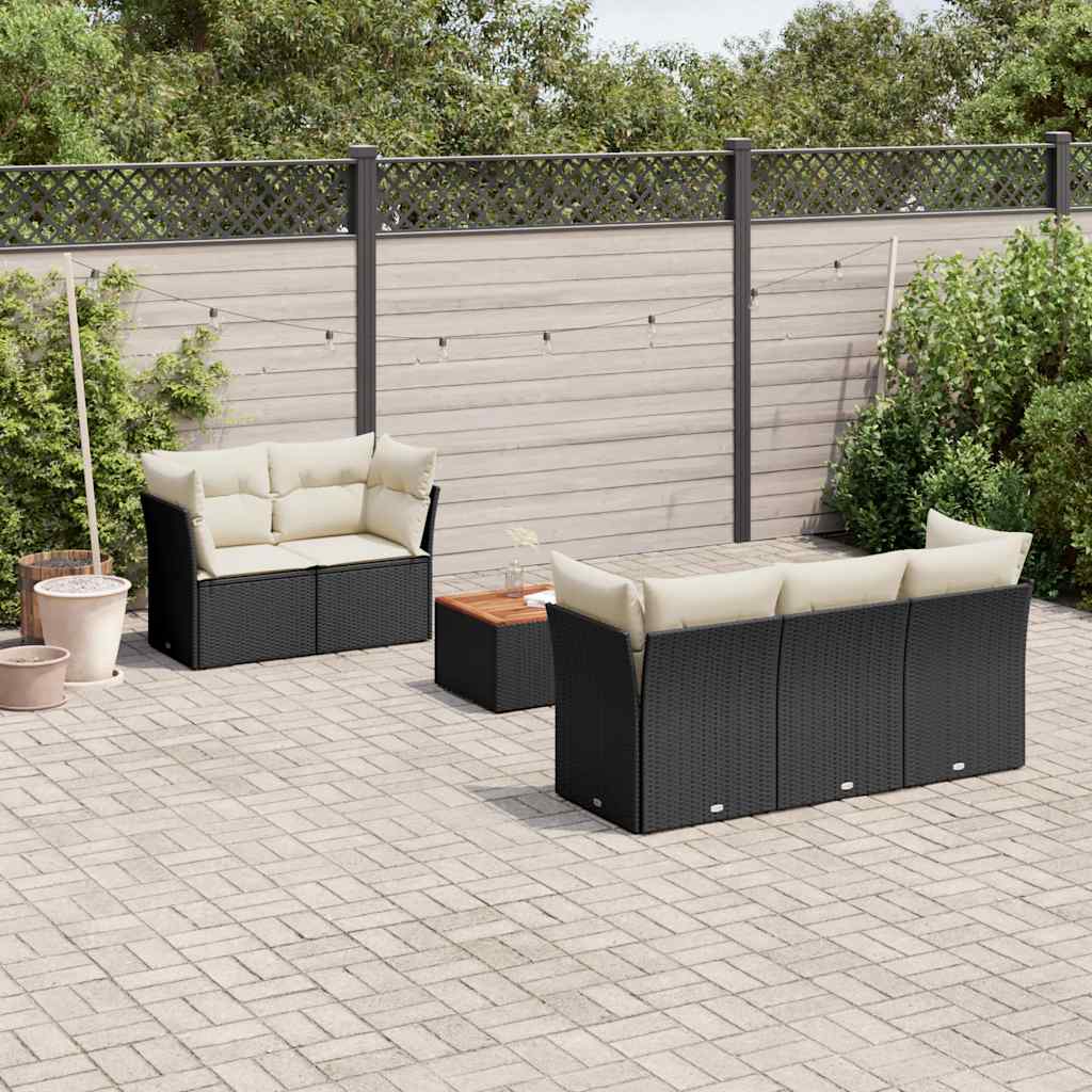 Set Divano da Giardino 6 pz con Cuscini Nero in Polyrattan - homemem39