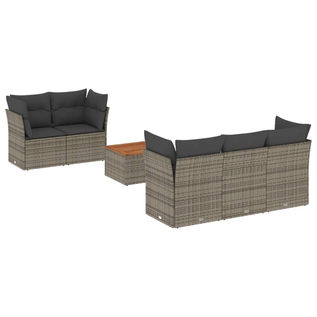 Set Divano da Giardino 6 pz con Cuscini Grigio in Polyrattan | homemem39