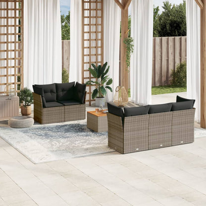 Set Divano da Giardino 6 pz con Cuscini Grigio in Polyrattan - homemem39