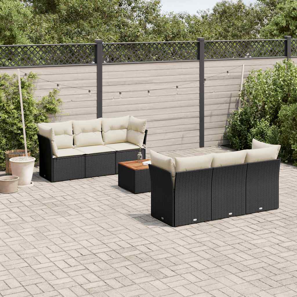 Set Divani da Giardino con Cuscini 7pz Nero Polyrattan - homemem39
