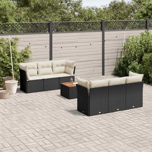 Set Divani da Giardino con Cuscini 7pz Nero Polyrattan - homemem39