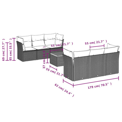 Set Divani da Giardino 7 pz con Cuscini Beige in Polyrattan | homemem39