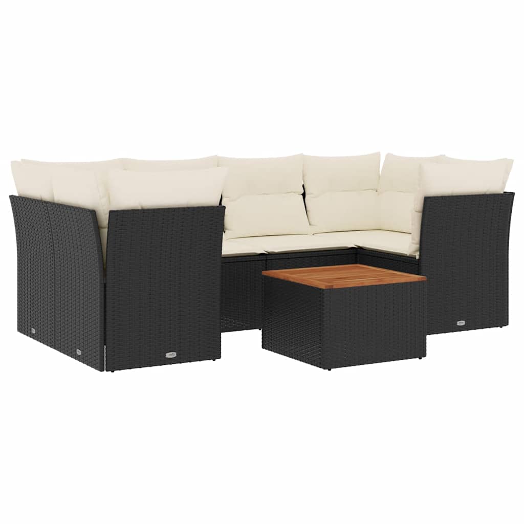 Set Divani da Giardino con Cuscini 7pz Nero Polyrattan - homemem39