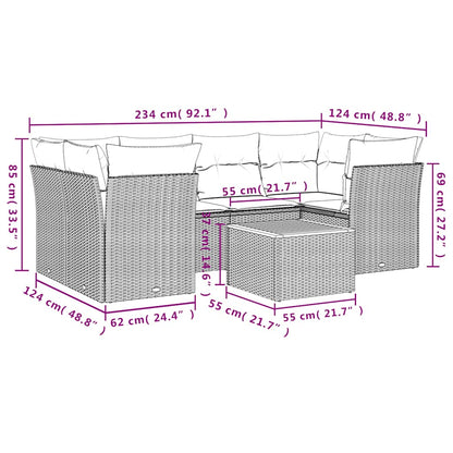 Set Divani da Giardino con Cuscini 7pz Nero Polyrattan | homemem39