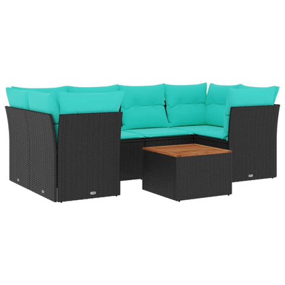 Set Divani da Giardino 7 pz con Cuscini Nero in Polyrattan | homemem39