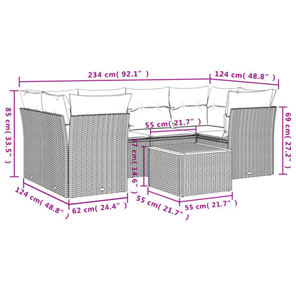 Set Divani da Giardino 7 pz con Cuscini Beige in Polyrattan | homemem39