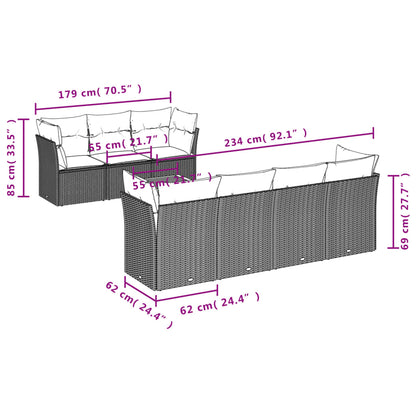 Set Divani da Giardino con Cuscini 8 pz Nero in Polyrattan | homemem39