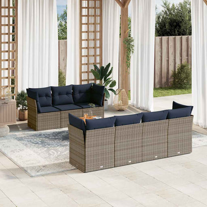 Set Divani da Giardino 8 pz con Cuscini Grigio in Polyrattan - homemem39