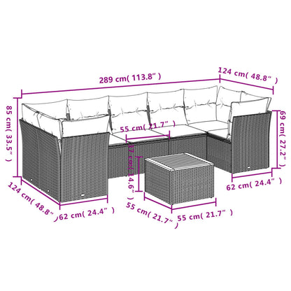 Set Divani da Giardino con Cuscini 8 pz Nero in Polyrattan | homemem39