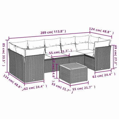 Set Divani da Giardino con Cuscini 8 pz Nero in Polyrattan