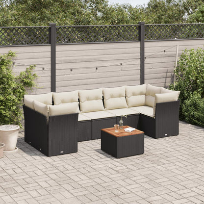 Set Divani da Giardino con Cuscini 8 pz Nero in Polyrattan | homemem39