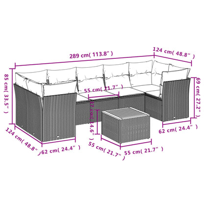 Set Divani da Giardino 8 pz con Cuscini Nero in Polyrattan | homemem39