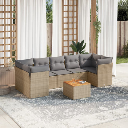 Set Divano da Giardino 8 pz con Cuscini Beige Misto Polyrattan - homemem39