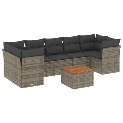 Set Divano da Giardino 8 pz con Cuscini Grigio in Polyrattan - homemem39
