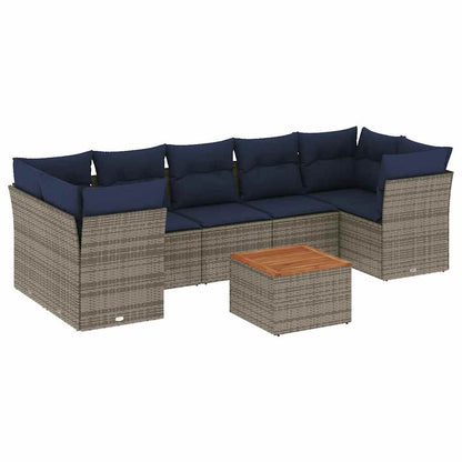 Set Divani da Giardino 8 pz con Cuscini Grigio in Polyrattan - homemem39