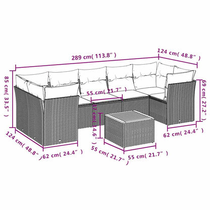 Set Divani da Giardino 8 pz con Cuscini Grigio in Polyrattan - homemem39