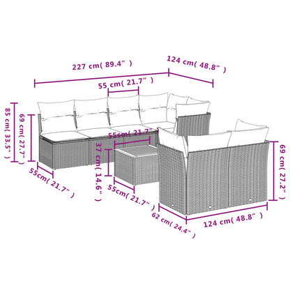 Set Divani da Giardino 8 pz con Cuscini Nero in Polyrattan | homemem39