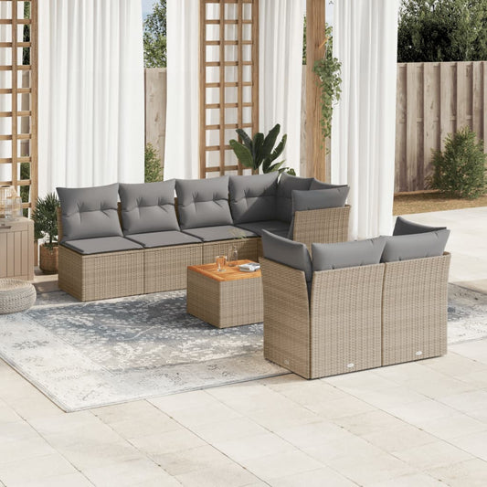 Set Divano da Giardino 8 pz con Cuscini Beige Misto Polyrattan - homemem39