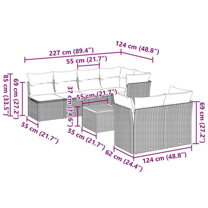 Set Divani da Giardino 8 pz con Cuscini Grigio in Polyrattan - homemem39