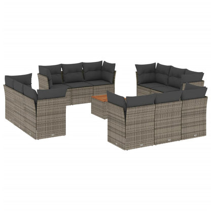 Set Divani da Giardino 13 pz con Cuscini Grigio in Polyrattan - homemem39
