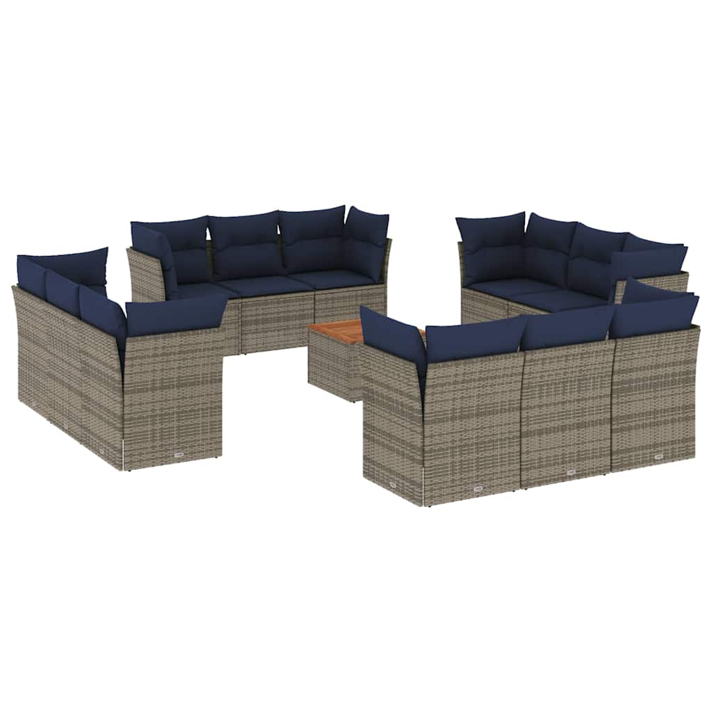 Set Divani da Giardino 13 pz con Cuscini Grigio in Polyrattan - homemem39