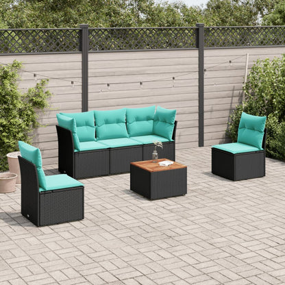 Set Divani da Giardino 6 pz con Cuscini Nero in Polyrattan | homemem39