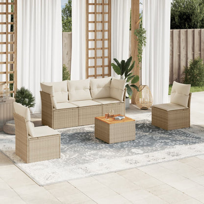 Set Divano da Giardino 6 pz con Cuscini Beige in Polyrattan | homemem39